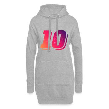 10 Zahl Symbol - Hoodie-Kleid - Grau meliert - Vorne