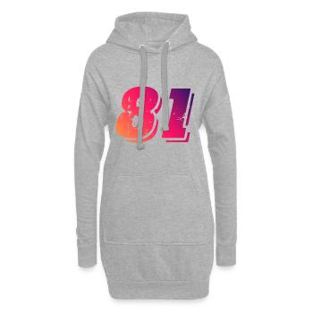 81 Zahl Symbol - Hoodie-Kleid - Grau meliert - Vorne