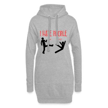 Ich hasse Menschen - Hoodie-Kleid - Grau meliert - Vorne