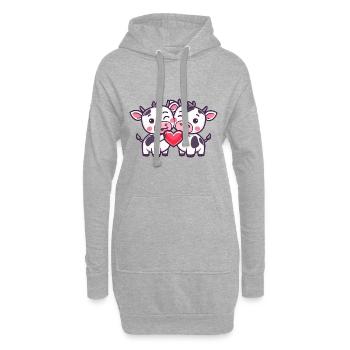 Vache Couple Amour Couple Amoureux - Sweat-shirt à capuche long Femme - gris chiné - Devant