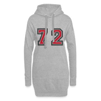 72 Zahl Symbol - Hoodie-Kleid - Grau meliert - Vorne