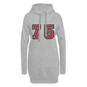 75 Zahl Symbol - Hoodie-Kleid - Grau meliert - Vorne