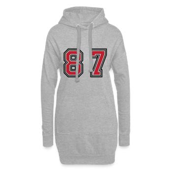 87 Zahl Symbol - Hoodie-Kleid - Grau meliert - Vorne