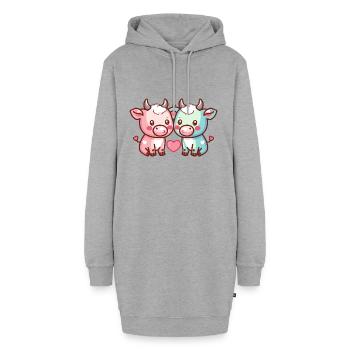 Taureau Couple Amour Couple Amoureux - Sweat-shirt à capuche long Femme - gris chiné - Devant