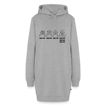 nichts sehen, hören, sagen - Handy süchtig - Hoodie-Kleid - Grau meliert - Vorne