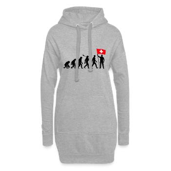 Schweiz - Evolution - Flagge - Nation - Hoodie-Kleid - Grau meliert - Vorne