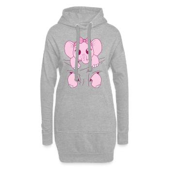 Babyelefant tragen Elefantenbaby rosa Baby Elefant - Hoodie-Kleid - Grau meliert - Vorne