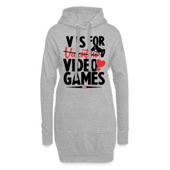 V ist für Videospiele Lustiger Valentinstag - Hoodie-Kleid - Grau meliert - Vorne
