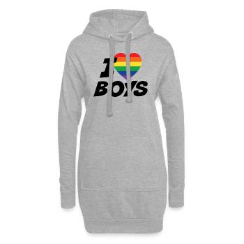 I Love Boys Pride - Sweat-shirt à capuche long Femme - gris chiné - Devant