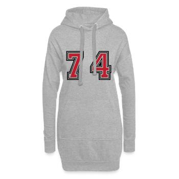 74 Symbole numérique - Sweat-shirt à capuche long Femme - gris chiné - Devant
