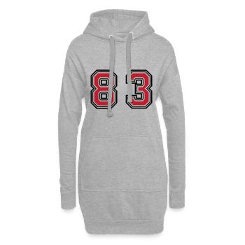 83 Symbole numérique - Sweat-shirt à capuche long Femme - gris chiné - Devant