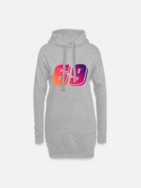 69 Zahl Symbol - Hoodie-Kleid - Grau meliert