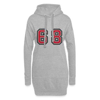 68 Symbole numérique - Sweat-shirt à capuche long Femme - gris chiné - Devant