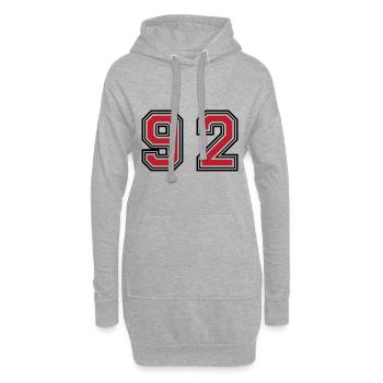 92 Symbole numérique - Sweat-shirt à capuche long Femme - gris chiné - Devant