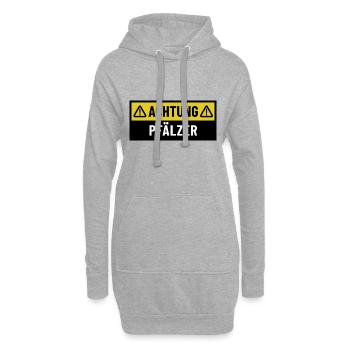 Achtung Pfälzer - Regionaler Spruch - Hoodie-Kleid - Grau meliert - Vorne
