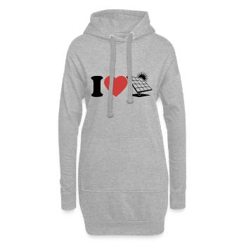 J’aime le photovoltaïque - Cœur - Énergie renouvelable - Sweat-shirt à capuche long Femme - gris chiné - Devant