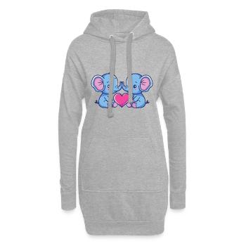 Elefant Comic Paar Liebe - Hoodie-Kleid - Grau meliert - Vorne