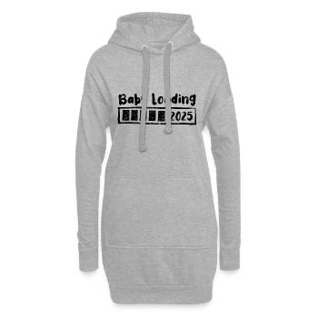 Baby 2025 loading - Schwangerschaft - Geschenk - Hoodie-Kleid - Grau meliert - Vorne