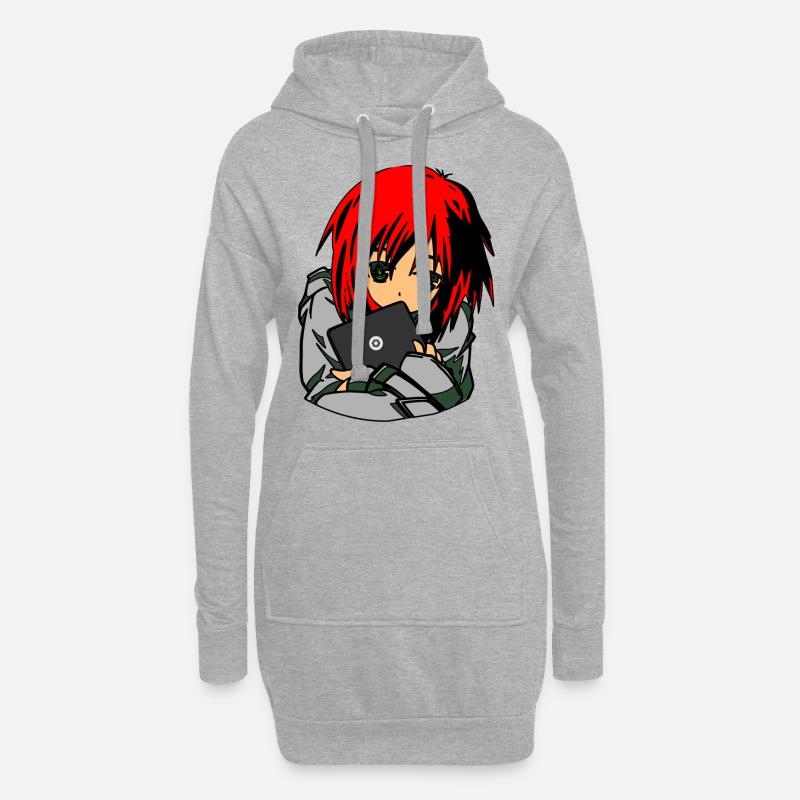 Manga - Anime - Comic - Mädchen im Comicstyle - Hoodie-Kleid - Grau meliert
