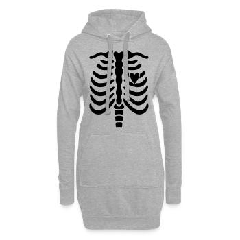 Skeleton with Heart - Hoodie-Kleid - Grau meliert - Vorne