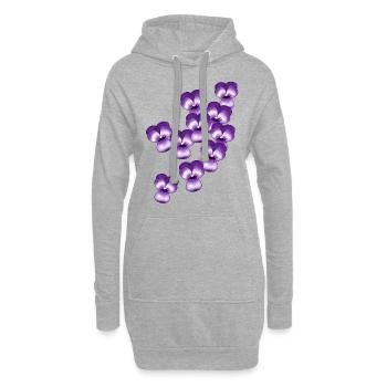 Pensée, fleurs - Sweat-shirt à capuche long Femme - gris chiné - Devant