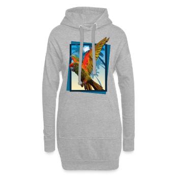 Ara à front rouge - Sweat-shirt à capuche long Femme - gris chiné - Devant