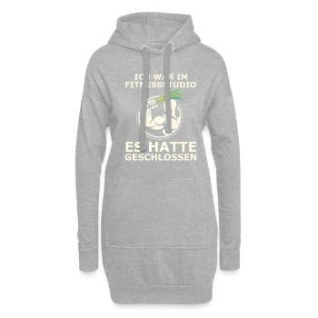 Ich war im Fitnessstudio Es hatte Geschlossen - Hoodie-Kleid - Grau meliert - Vorne