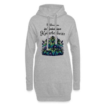 Willkommen im Garten - Kräuterhexe - Naturheilerin - Hoodie-Kleid - Grau meliert - Vorne