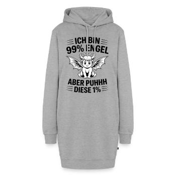 Ich bin 99% Engel aber Puhhh diese 1% - Hoodie-Kleid - Grau meliert - Vorne