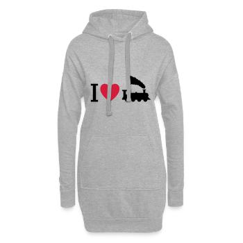 Ich liebe Dampflokomotiven - Hoodie-Kleid - Grau meliert - Vorne