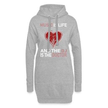 DJ - Musik ist Leben - Hoodie-Kleid - Grau meliert - Vorne