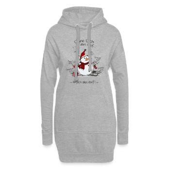 Ohne Dich ist alles doof Schneemann - Hoodie-Kleid - Grau meliert - Vorne