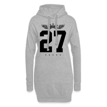 27 Zahl Krone - Hoodie-Kleid - Grau meliert - Vorne