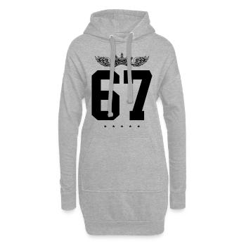 67 Zahl Krone - Hoodie-Kleid - Grau meliert - Vorne