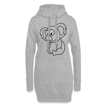 Koala Comic Tier - Hoodie-Kleid - Grau meliert - Vorne