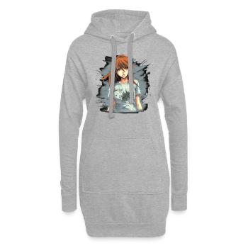 Anime Girl - Sweat-shirt à capuche long Femme - gris chiné - Devant