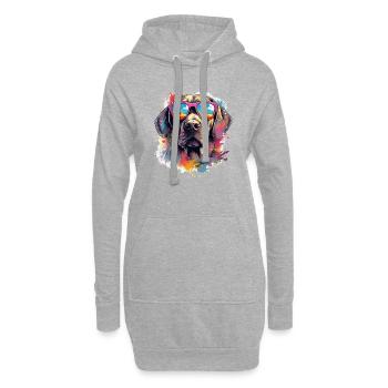 Chien - Sweat-shirt à capuche long Femme - gris chiné - Devant