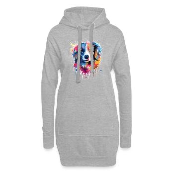 Chien - Sweat-shirt à capuche long Femme - gris chiné - Devant