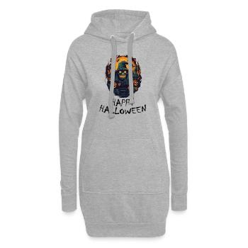 Halloween - Happy Halloween - Hoodie-Kleid - Grau meliert - Vorne