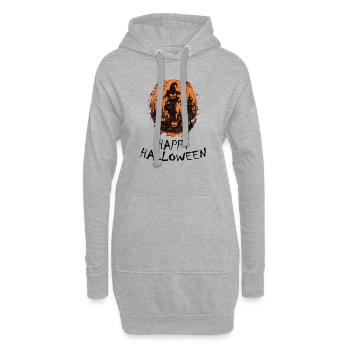 Halloween - Happy Halloween - Hoodie-Kleid - Grau meliert - Vorne