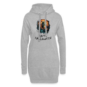 Halloween - Happy Halloween - Hoodie-Kleid - Grau meliert - Vorne