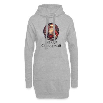 Weihnachtsmann - Marry Christmas - Hoodie-Kleid - Grau meliert - Vorne