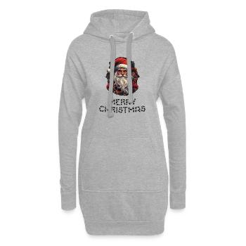 Weihnachtsmann - Marry Christmas - Hoodie-Kleid - Grau meliert - Vorne
