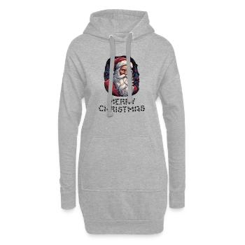 Weihnachtsmann - Marry Christmas - Hoodie-Kleid - Grau meliert - Vorne
