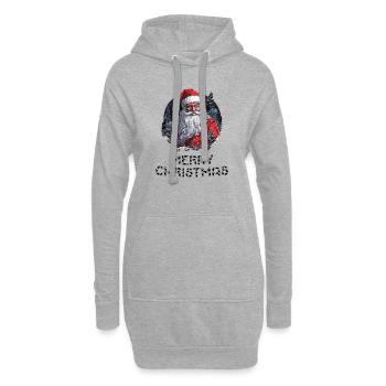 Weihnachtsmann - Marry Christmas - Hoodie-Kleid - Grau meliert - Vorne