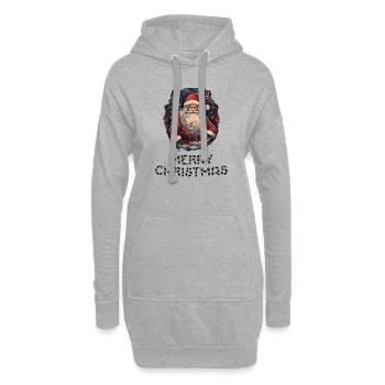 Weihnachtsmann - Marry Christmas - Hoodie-Kleid - Grau meliert - Vorne