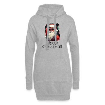 Weihnachtsmann - Marry Christmas - Hoodie-Kleid - Grau meliert - Vorne