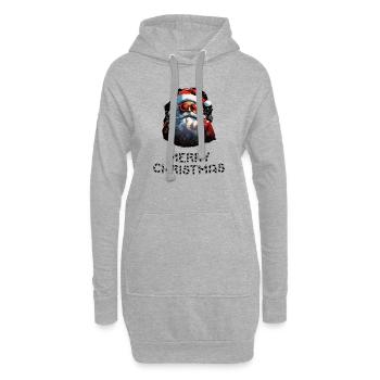 Weihnachtsmann - Marry Christmas - Hoodie-Kleid - Grau meliert - Vorne