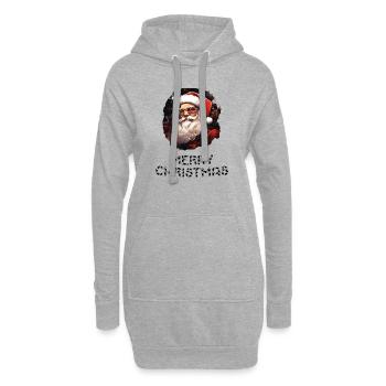 Weihnachtsmann - Marry Christmas - Hoodie-Kleid - Grau meliert - Vorne