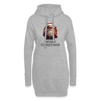 Weihnachtsmann - Marry Christmas - Hoodie-Kleid - Grau meliert - Vorne